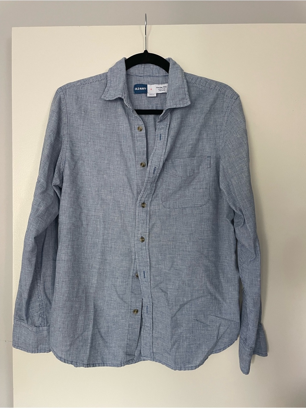 Old Navy Men's Light Blue Long-Sleeve Casual Button-Down Shirt